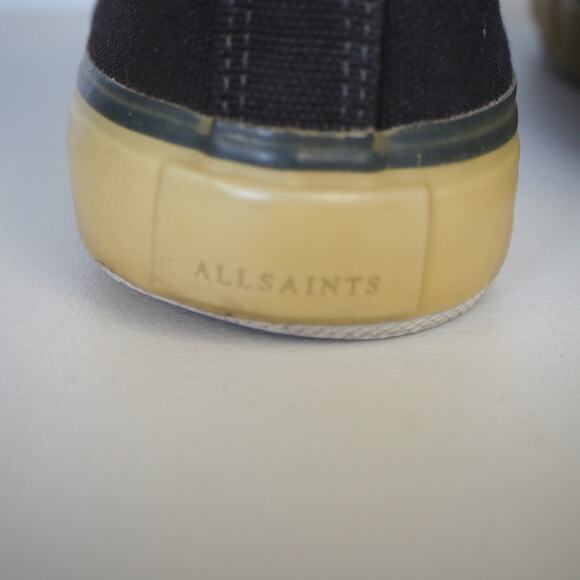 ALLSAINTS Jaxon High Top Canvas Sneaker Shoes Mens S US 9 EU 42 Black Distressed - Picture 5 of 11